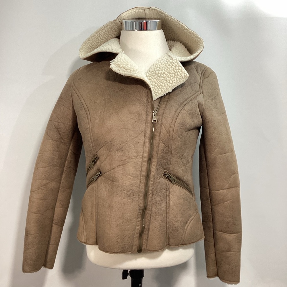 Levi's Vintage Rare Tan Teddy Jacket Faux Seal Skin Sherpa Lined Size L